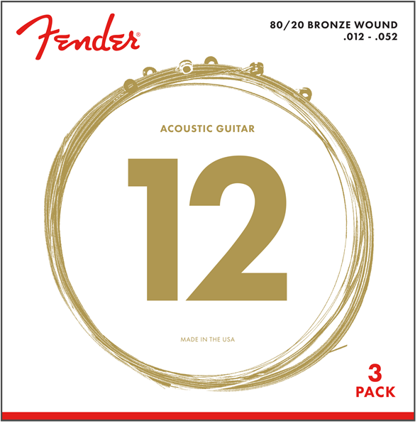 Encordado Fender Guitarra Folk 80/20 70l 12-52 X 3 Bronce