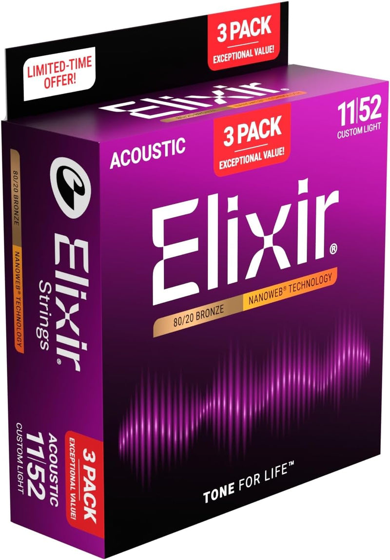 Encordado Elixir Guitarra Acustica 16564 11-52 X3