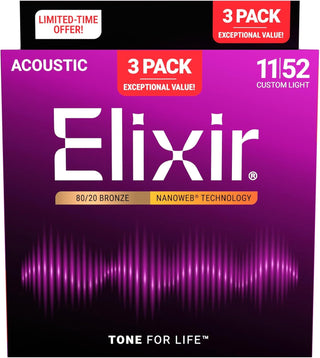 Encordado Elixir Guitarra Acustica 16564 11-52 X3