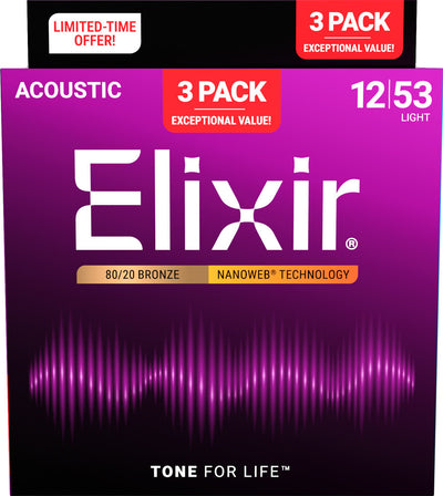 Encordado Elixir Guitarra Acustica 16565 12-53  X3