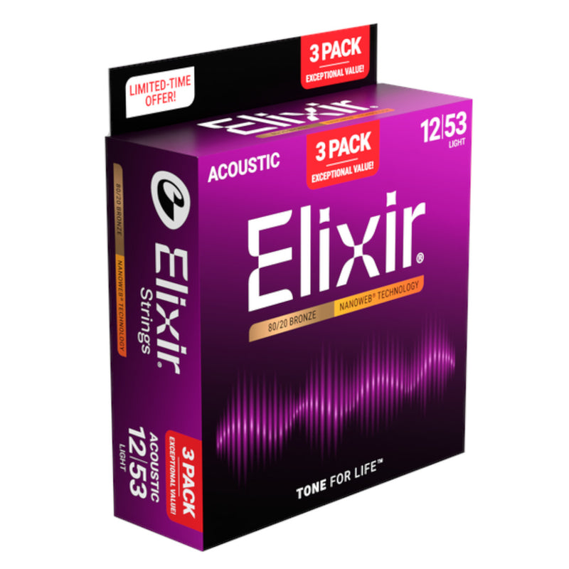 Encordado Elixir Guitarra Acustica 16565 12-53  X3