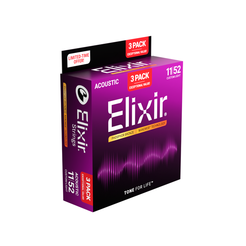 Encordado Elixir Guitarra Acustica 16568 11-52 X3