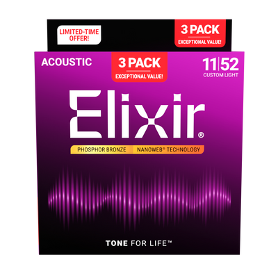 Encordado Elixir Guitarra Acustica 16568 11-52 X3