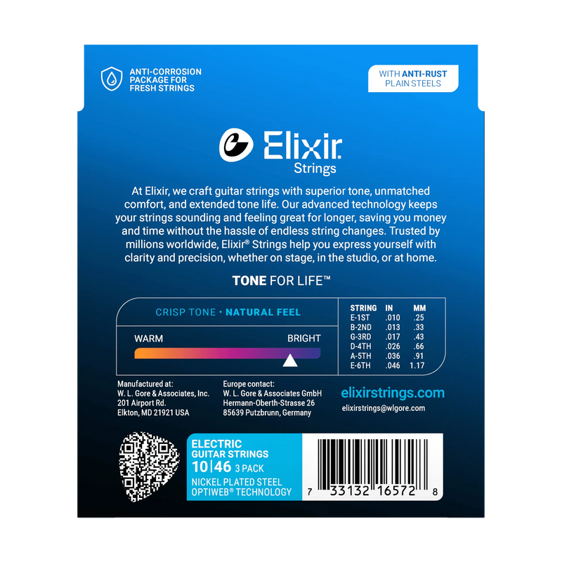 Encordado Elixir Guitarra Electrica 16572 10-46 X3