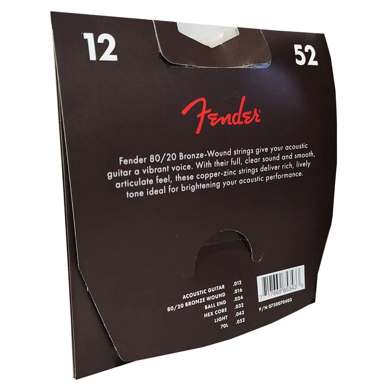 Encordado Fender Guit Folk 80/20 70l 12-52 Bronce