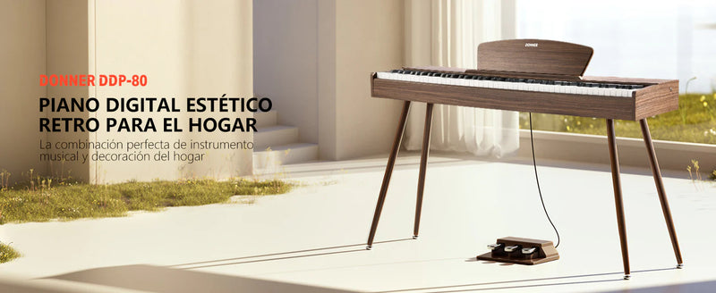 Piano Digital Donner Ec6765 Ddp-80 Walnut Wood