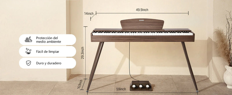 Piano Digital Donner Ec6765 Ddp-80 Walnut Wood