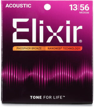 Encordado Elixir 16102 Nanoweb Phosphor Bronze Medium 13–56 Para Guitarra Acústica — vista 1