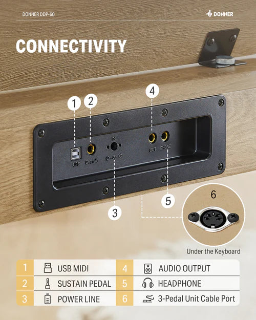 Piano Digital Donner Ec6681 Ddp-60 Light Wood