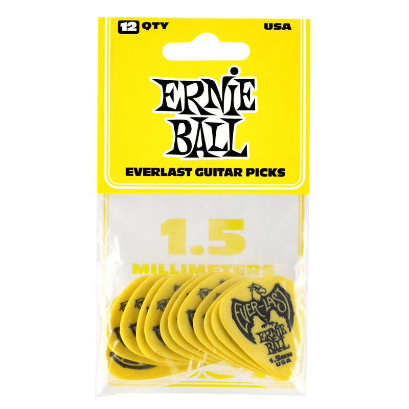 Púas Ernie Ball Everlast P09195 Amarillo 1,5 mm Paquete De 12 — vista 2