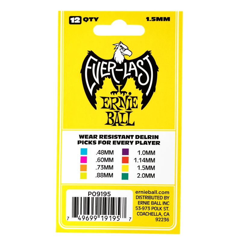 Púas Ernie Ball Everlast P09195 Amarillo 1,5 mm Paquete De 12 — vista 3