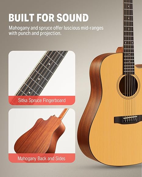 Guitarra Acustica Donner Ec1250 Dad-140C Kit