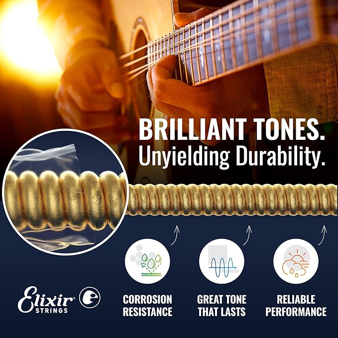 Encordado Elixir Guitarra Acustica 16546 13 56 Bron X 3