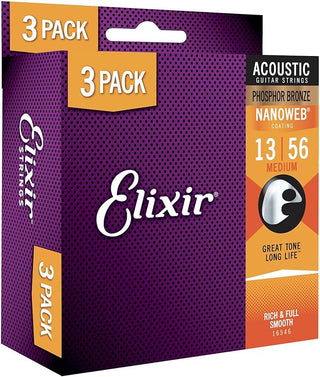 Encordado Elixir Guitarra Acustica 16546 13 56 Bron X 3