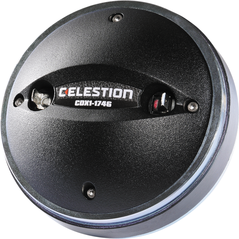 Componente Celestion CDX1-1746 identificado como HG00483 en el esquema Topp Pro; vista del motor y sus terminales.