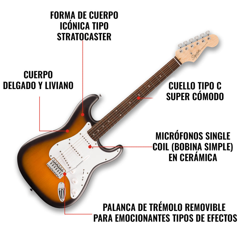 Guitarra Electrica Fender Squier Debut Stratocaster Lrl Wpg 2ts 0379600503