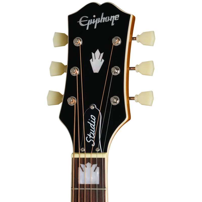 Guitarra electroacústica Epiphone J-200 Studio EC, Natural — detalle del clavijero