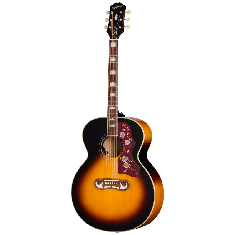 Guitarra electroacústica Epiphone J-200 Studio, Vintage Sunburst — vista frontal