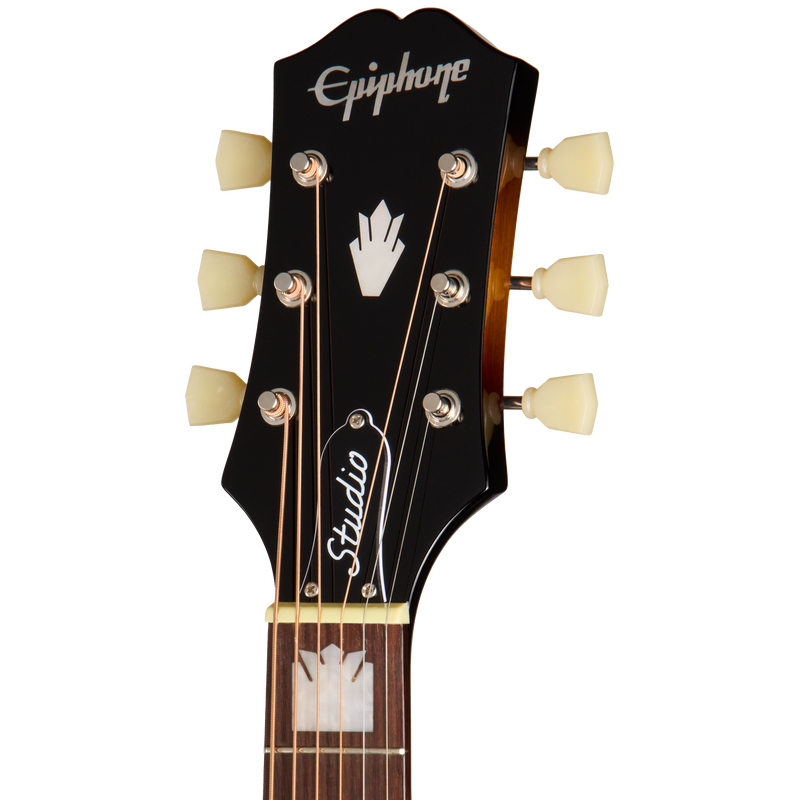 Guitarra electroacústica Epiphone J-200 Studio, Vintage Sunburst — detalle del clavijero