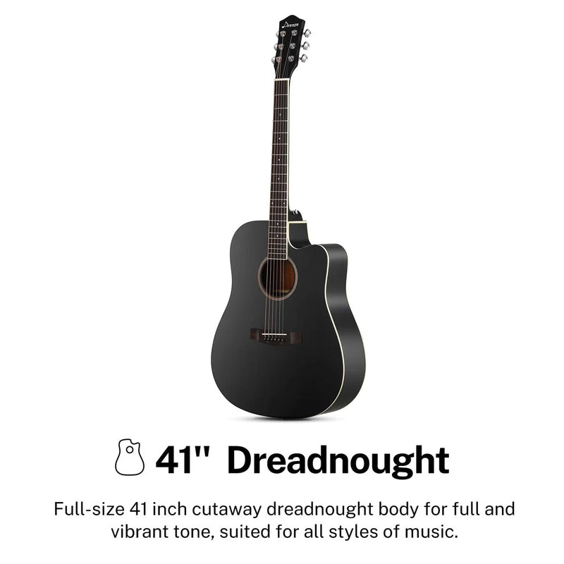 Guitarra Acustica Donner Ec1129 Cutaway Black Kit