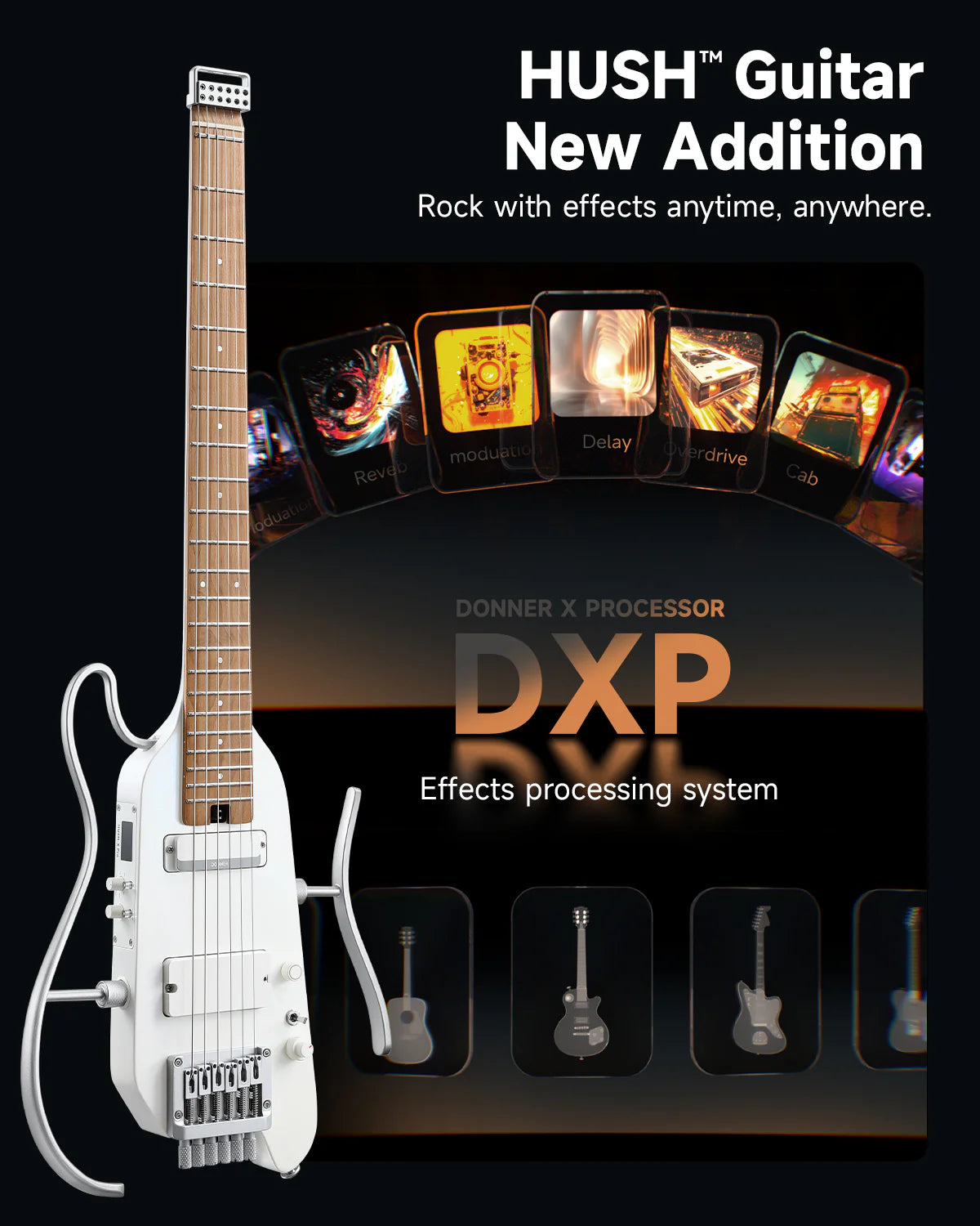 Guitarra Electrica Donner Ec7029 Hush-X Pro White Kit - The Music Site