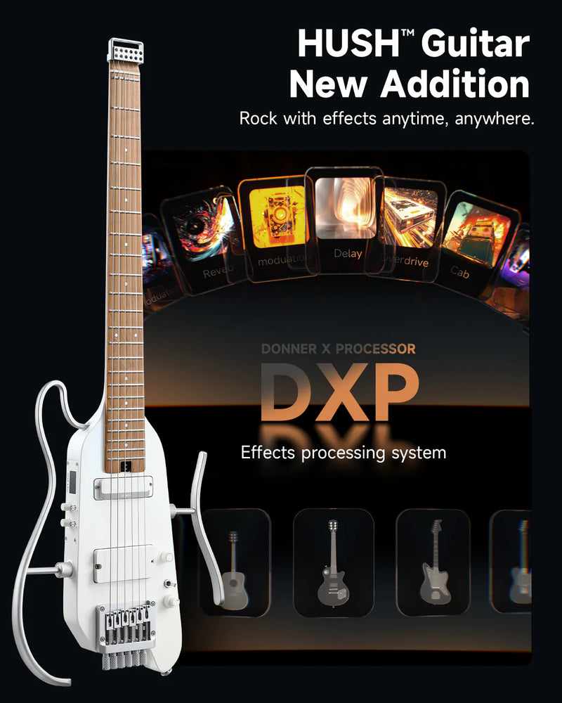 Guitarra Electrica Donner Ec7029 Hush-X Pro White Kit