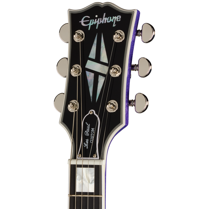 Guitarra eléctrica Epiphone IGC Les Paul Custom, Amethyst Sparkle — detalle del clavijero