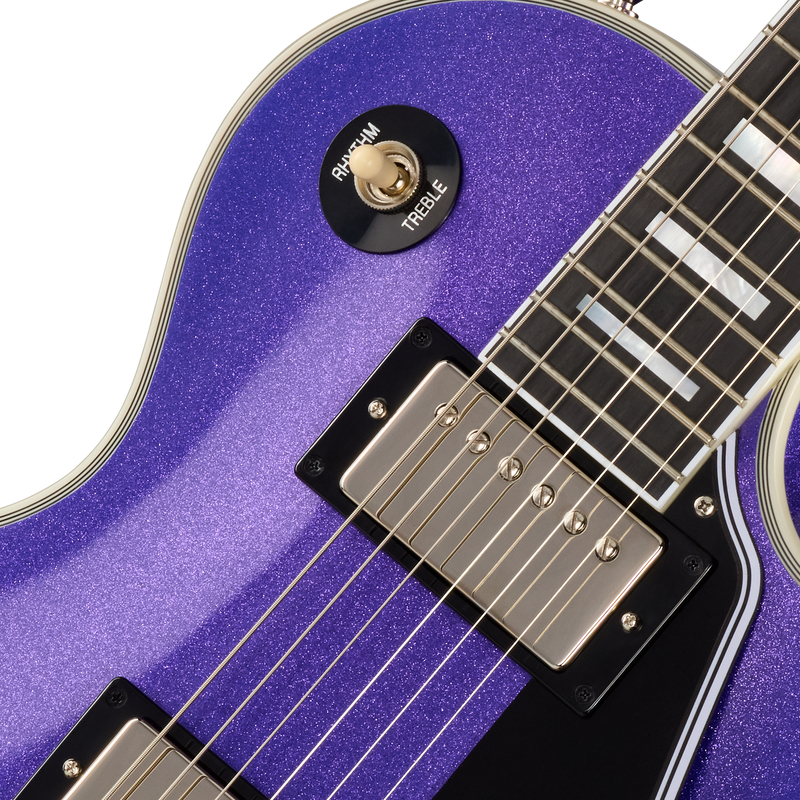 Guitarra eléctrica Epiphone IGC Les Paul Custom, Amethyst Sparkle — detalle de las pastillas