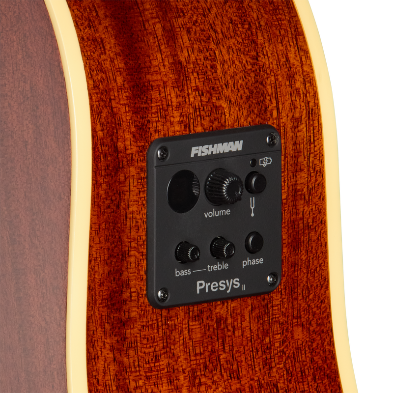 Guitarra electroacústica Epiphone J-45 Standard EC, Honey Burst — detalle de los controles