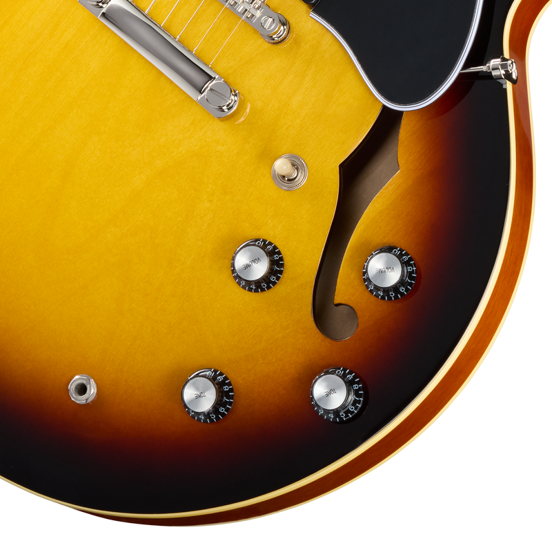Guitarra eléctrica Epiphone ES-335, Vintage Sunburst — detalle de los controles