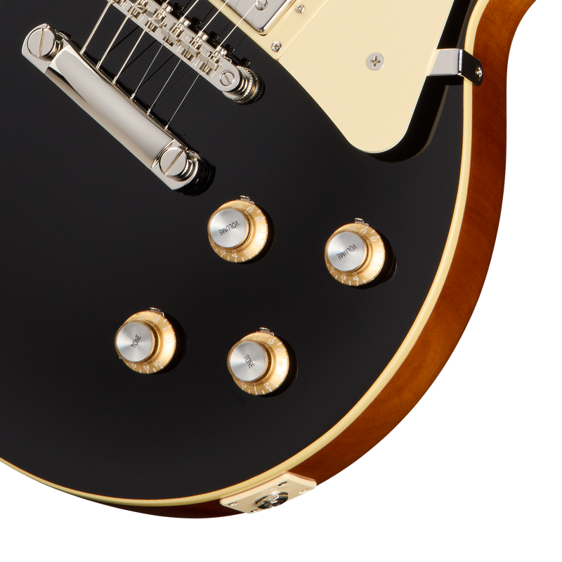 Guitarra eléctrica Epiphone Les Paul Standard 60s, Ebony — diapasón de palisandro — detalle de los controles