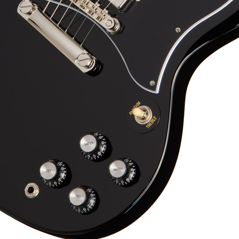 Guitarra eléctrica Epiphone SG Standard, Ebony — detalle de los controles