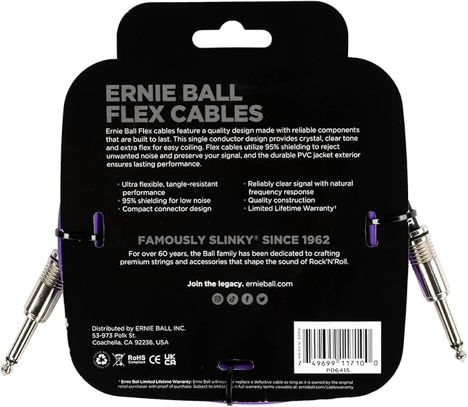 Cable Ernie Ball 10Ft P06415 Morado