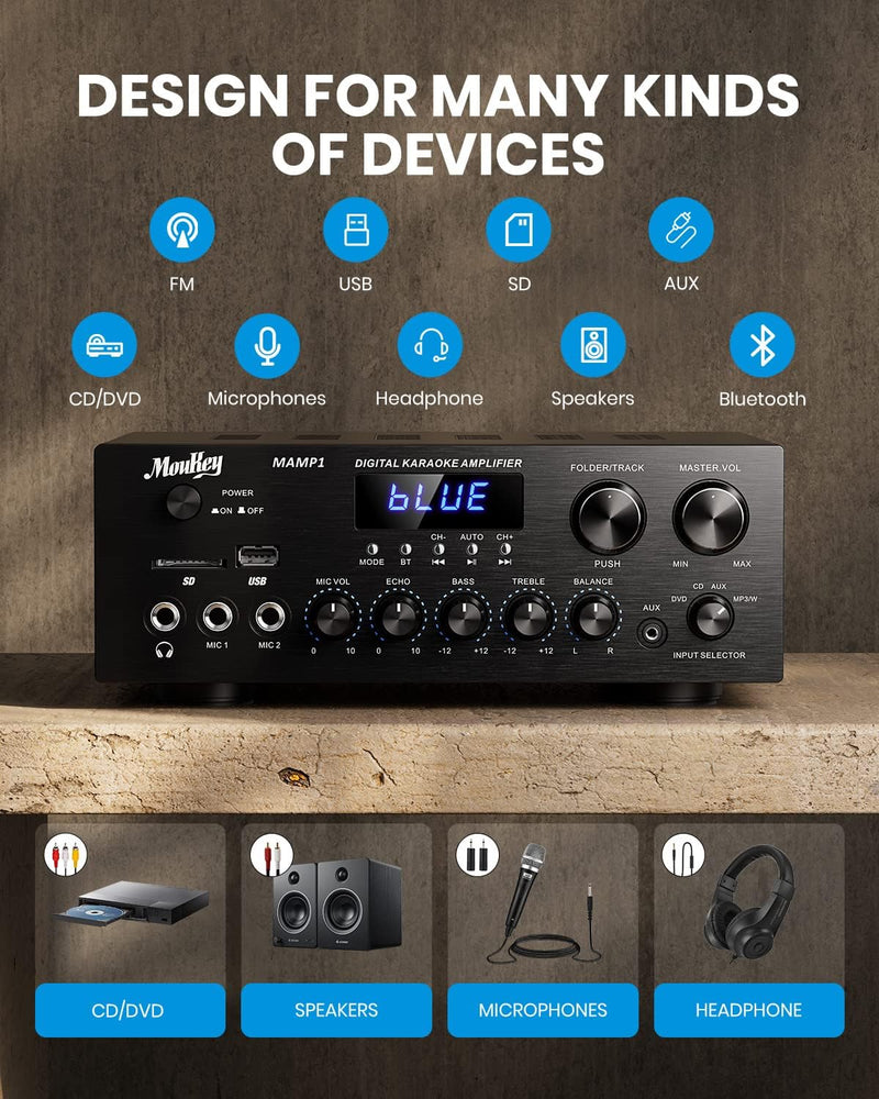 Amplificador Moukey Mk0101 Con Bluetooth