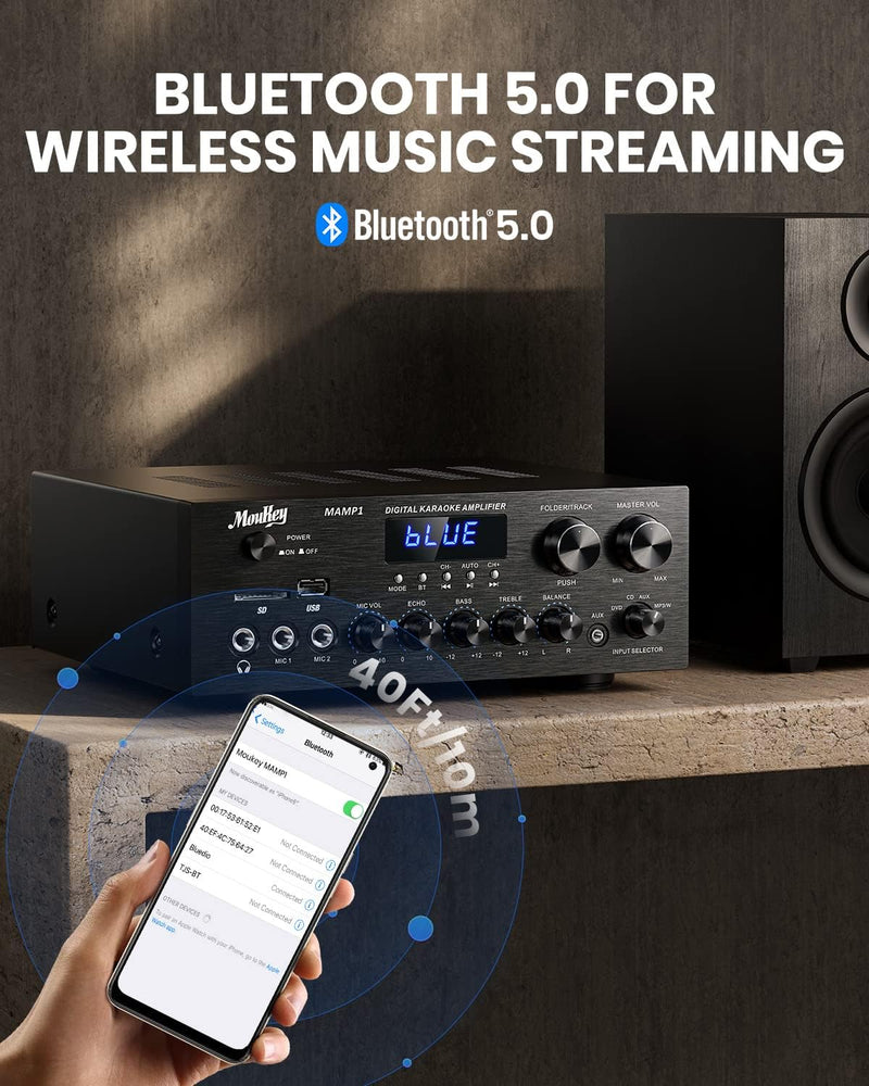 Amplificador Moukey Mk0101 Con Bluetooth