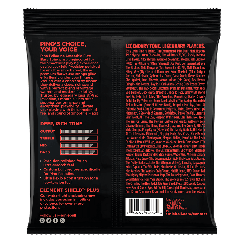 Encordado Para Bajo Ernie Ball Pino Palladino Smoothie Flats P02748 38–98 — vista 2