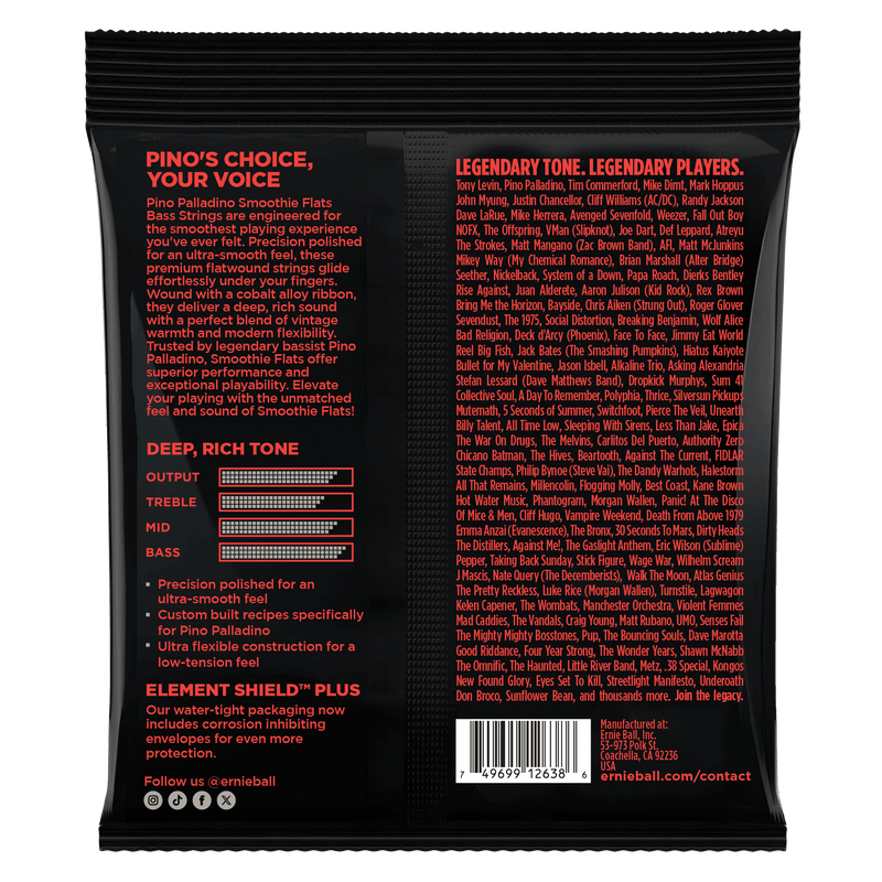 Encordado Para Bajo Ernie Ball Pino Palladino Smoothie Flats P02749 43–108 — vista 2