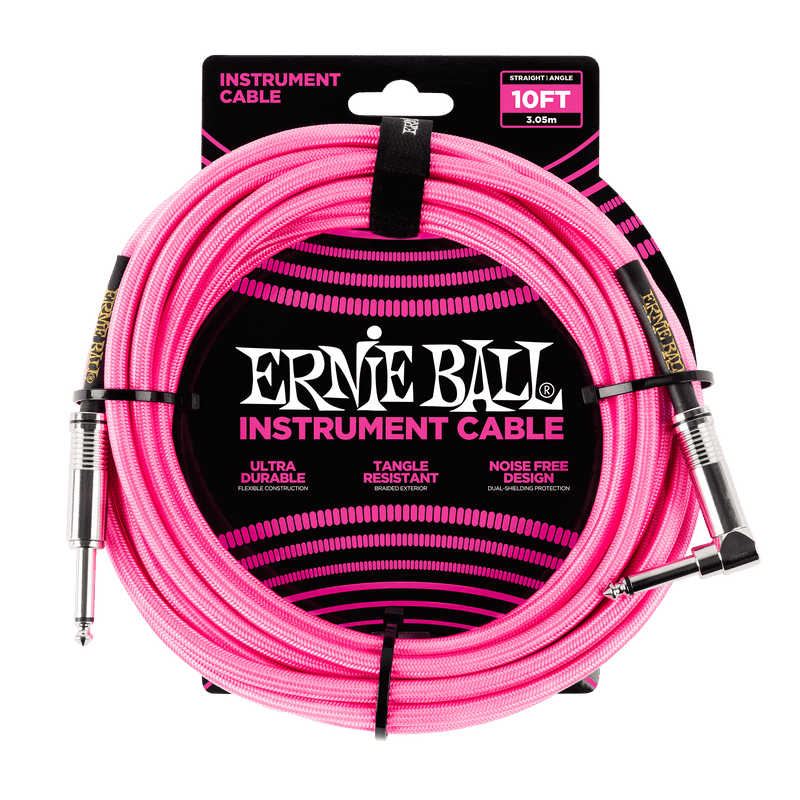 Cable Ernie Ball Braided P06078 10 Pies Rosado Neón — vista 1