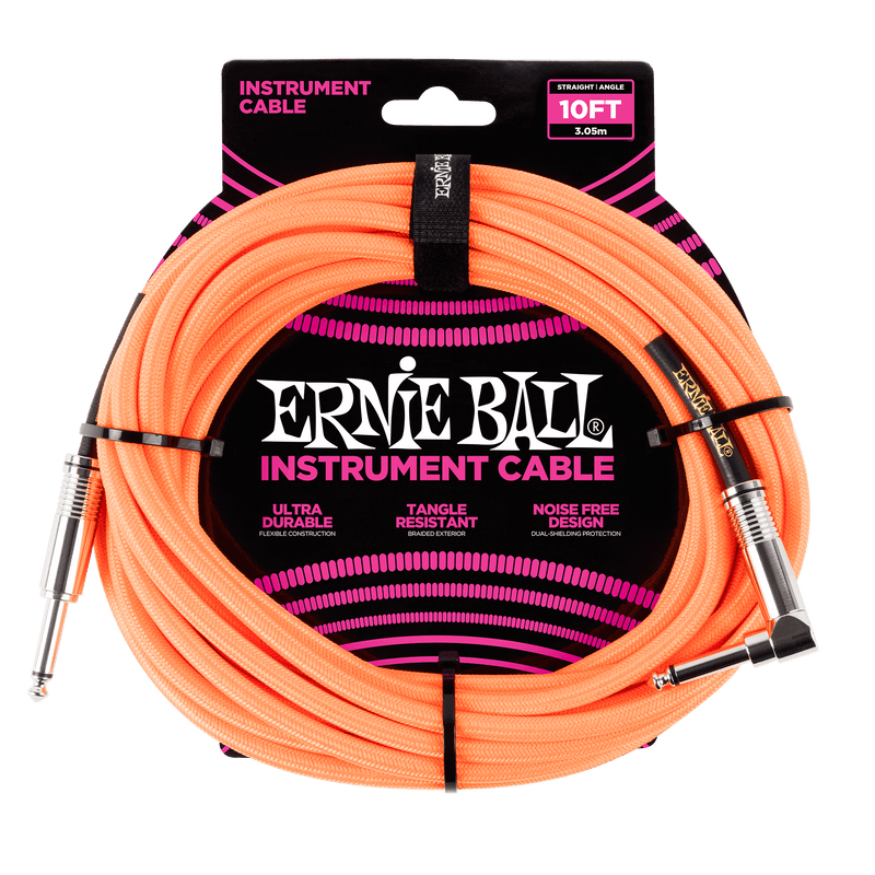 Cable Ernie Ball Braided P06079 10 Pies Naranja Neón — vista 1