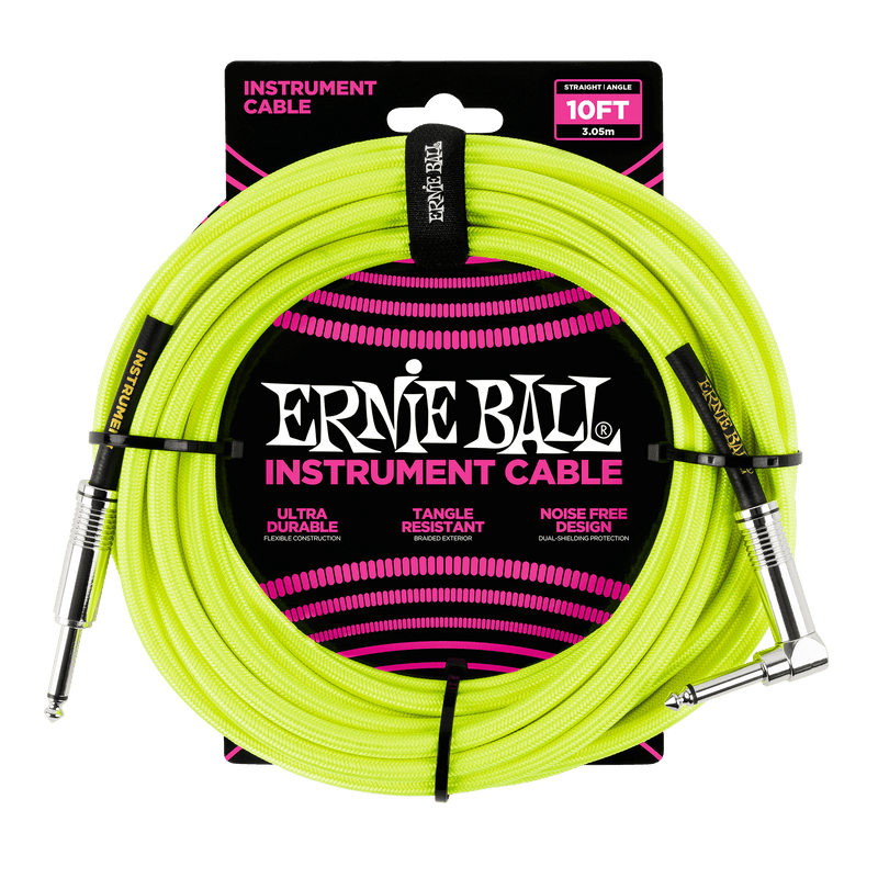 Cable Ernie Ball Braided P06080 10 Pies Amarillo Neón — vista 1