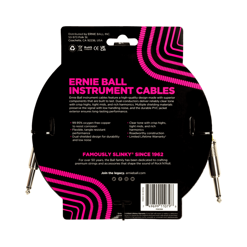 Cable Ernie Ball 15ft P06399 Negro