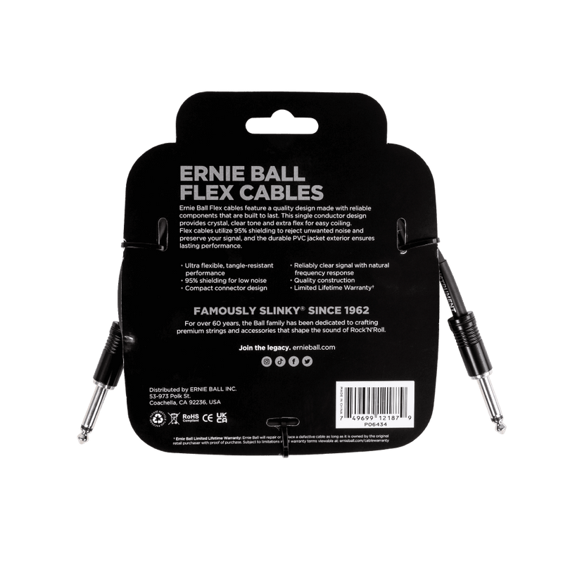 Cable Ernie Ball 10ft P06434 Negro Flex