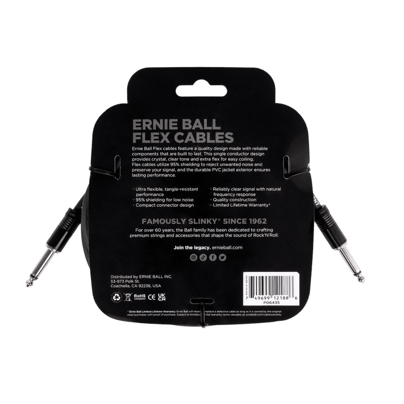 Cable Ernie Ball 20ft P06435 Negro Flex