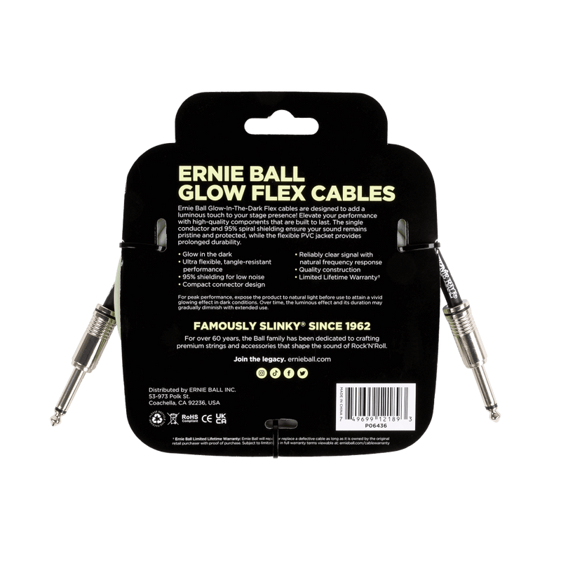 Cable Ernie Ball 10ft P06436 Glow In Dark