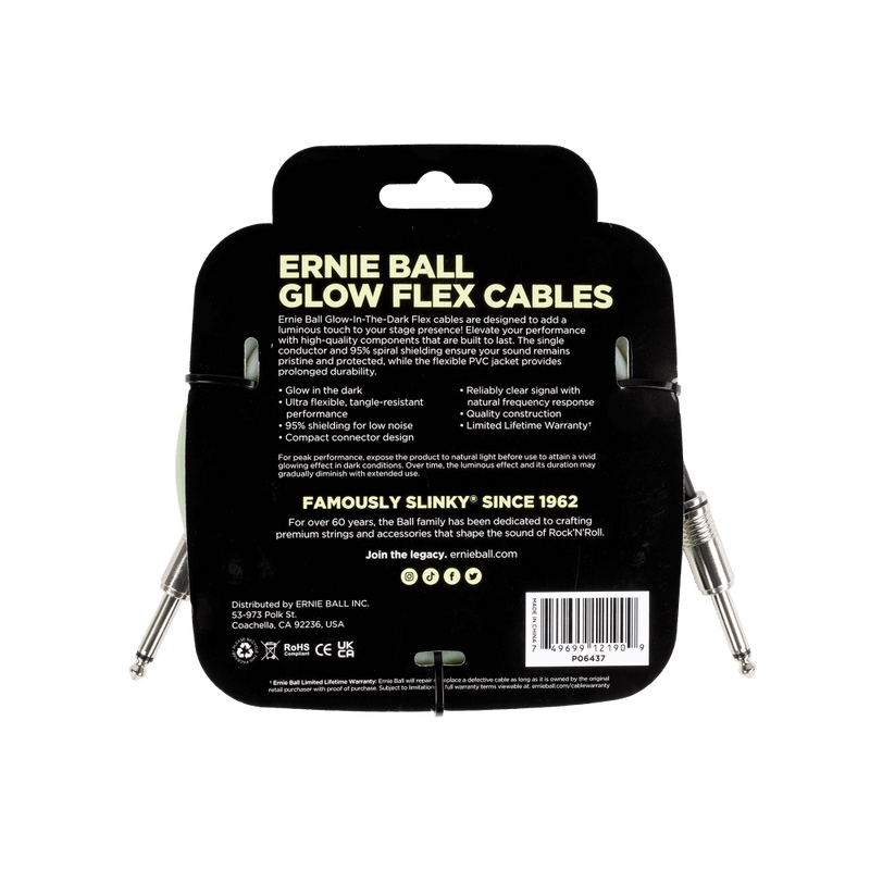 Cable Ernie Ball 20ft P06437 Glow In Dark