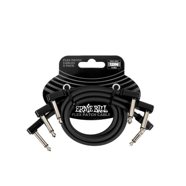 Cable Ernie Ball 12IN P06445 Flexible Negro X3