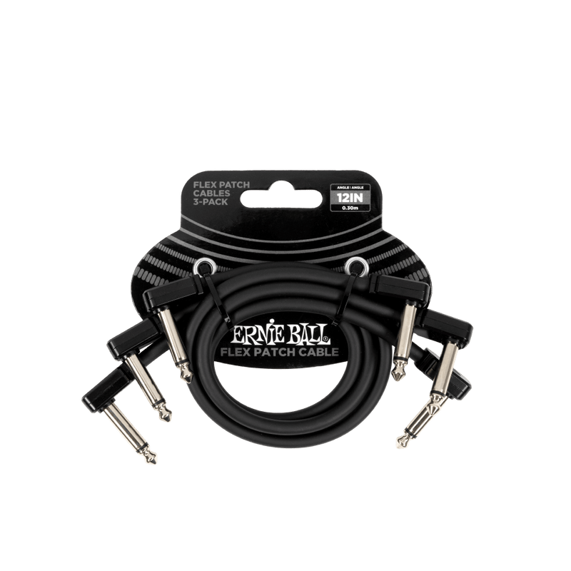 Cable Ernie Ball 12in P06445 Flexible Negro X3