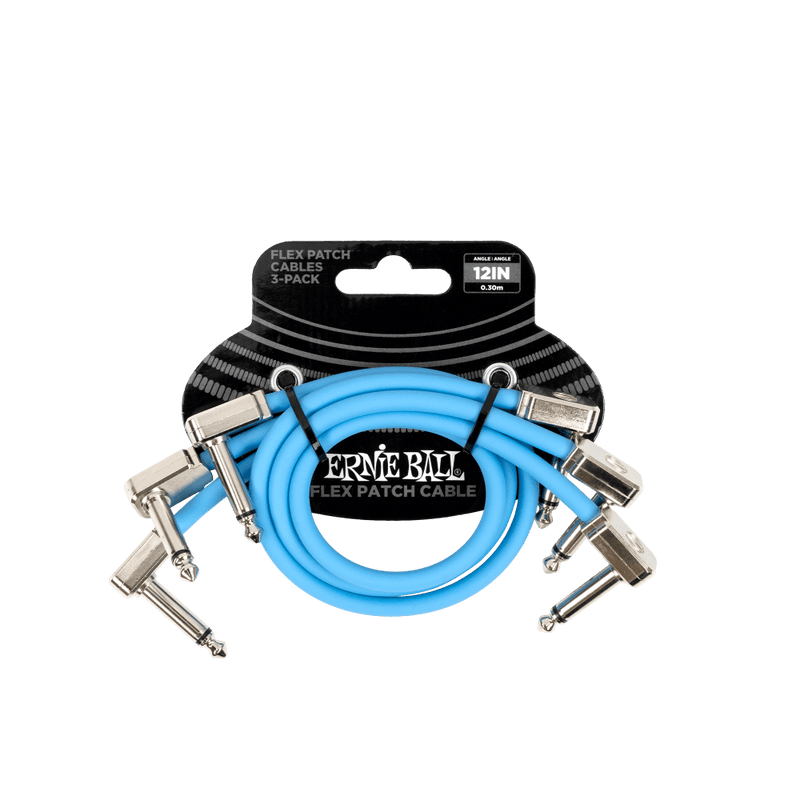 Cable Ernie Ball 12in P06461 Flexible Azul X3