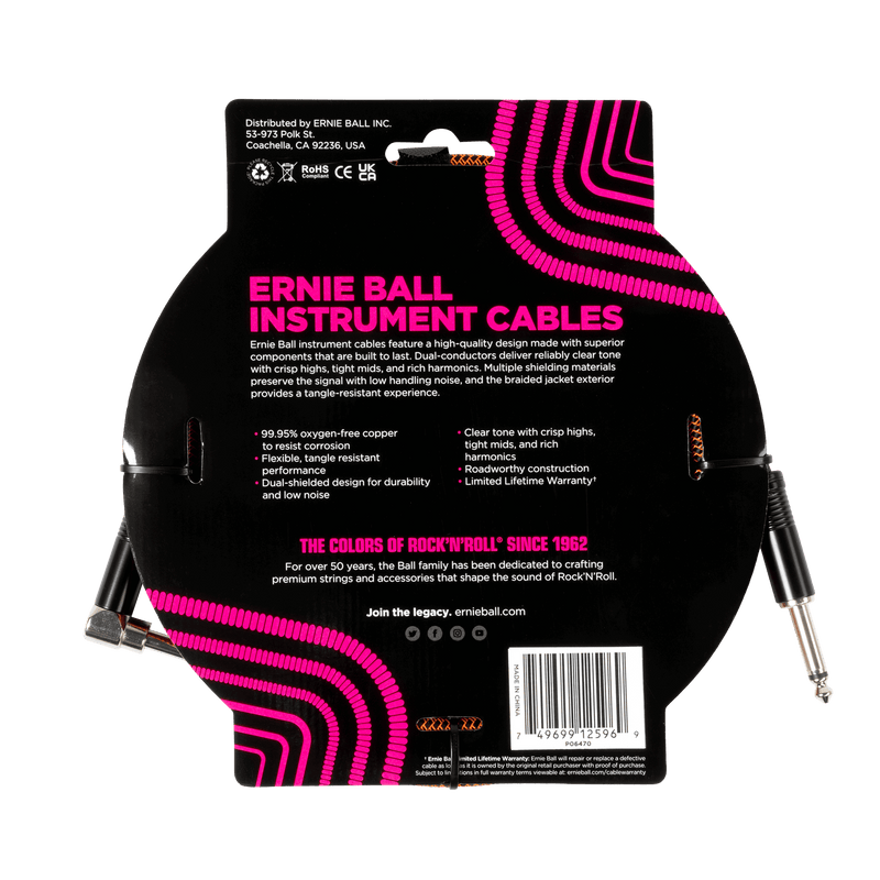 Cable Ernie Ball Braided P06470 10 Pies Pumpkin Pie — vista 2