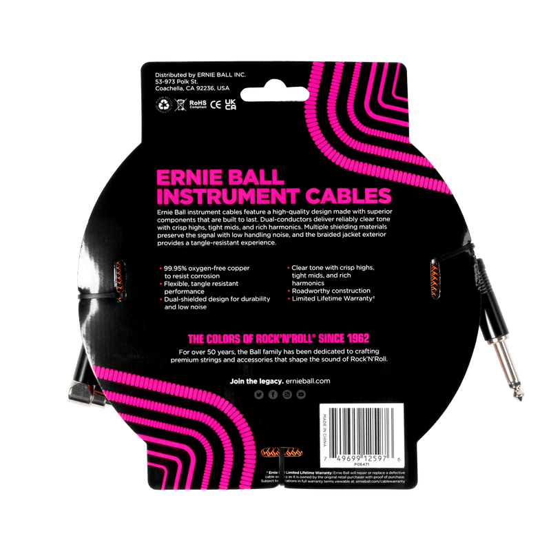 Cable Ernie Ball Braided P06471 18 Pies Pumpkin Pie — vista 2